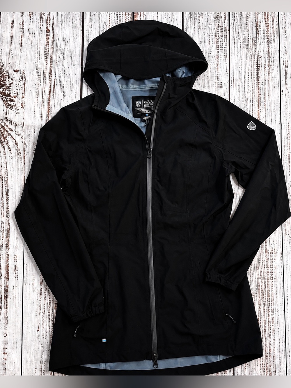 KÜHL Waterproof Hooded Rain Jacket Black Women’s Medium Stretch Shell Coat - Picture 2 of 9